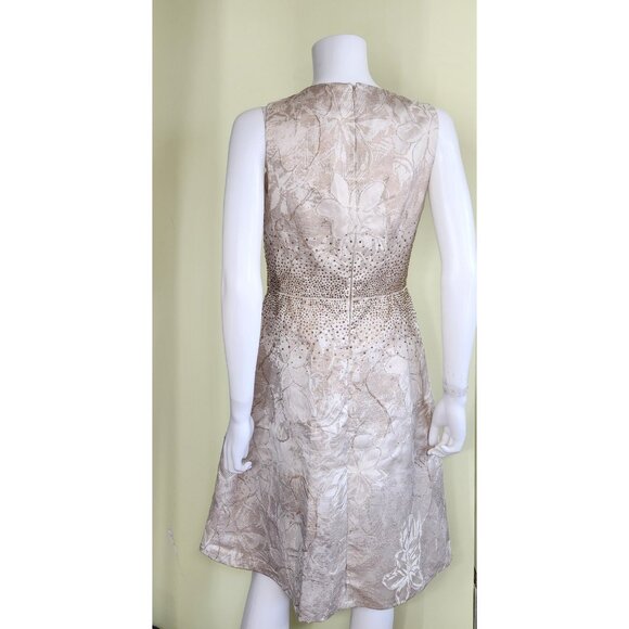 Calvin Klein Embellished Fit & Flare Dress Size 6 Champagne Party Luxe Wedding - Picture 5 of 10